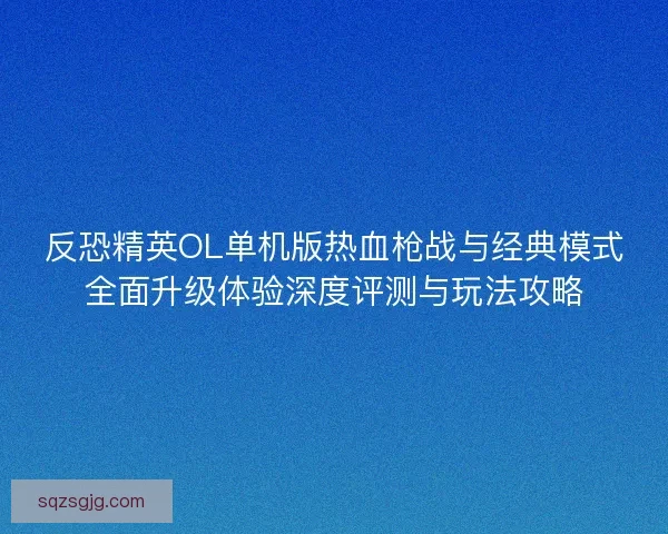 反恐精英OL单机版热血枪战与经典模式全面升级体验深度评测与玩法攻略